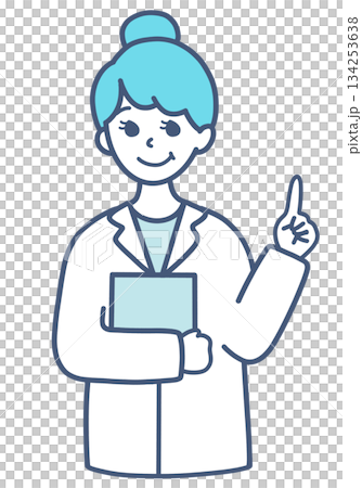 Illustration material of a woman in a white coat explaining Illustration material of a woman in a white coat explaining 134253638