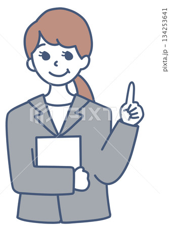 説明するスーツの女性のイラスト素材 134253641