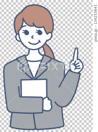 説明するスーツの女性のイラスト素材 134253641