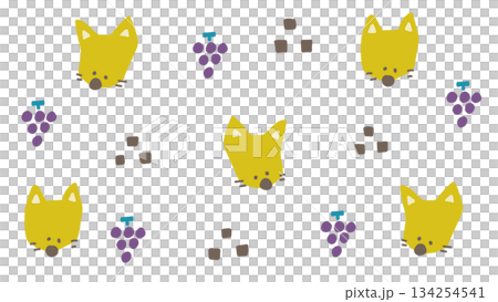 復古可愛的狐狸和葡萄背景 復古可愛的狐狸和葡萄背景 134254541