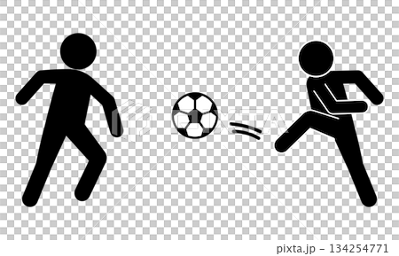 Silhouette illustration of two people playing soccer 134254771