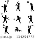 さまざまなスポーツをする人物のピクトグラムイラストセッ 134254772