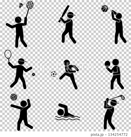 Pictogram illustration set of people playing various sports 134254772