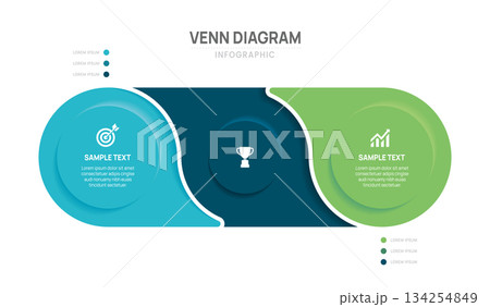 circle venn diagram infographic template 2 area options business infograph vector illustration. circle venn diagram infographic template 2 area options business infograph vector illustration. 134254849