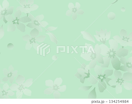和柄_和風グリーンの花_背景素材 和柄_和風グリーンの花_背景素材 134254984