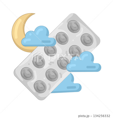 Illustration of sleeping pill  134256332