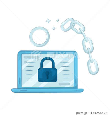 Illustration of locked laptop Illustration of locked laptop 134256377
