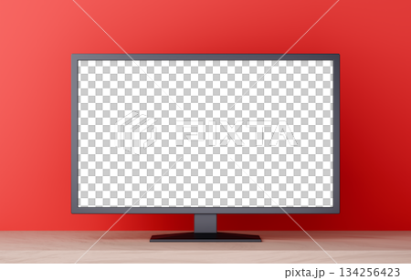 3D素材_テレビ_赤背景 3D素材_テレビ_赤背景 134256423