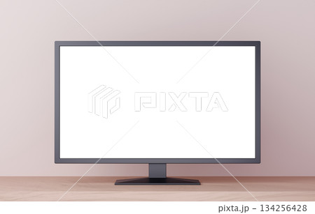 3D素材_テレビ_ベージュ背景 3D素材_テレビ_ベージュ背景 134256428