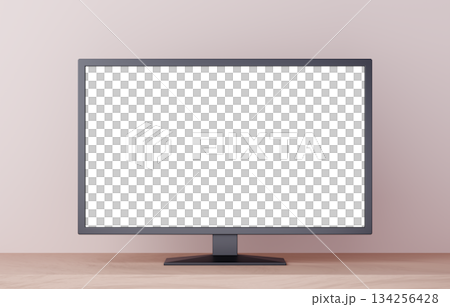 3D素材_テレビ_ベージュ背景 3D素材_テレビ_ベージュ背景 134256428