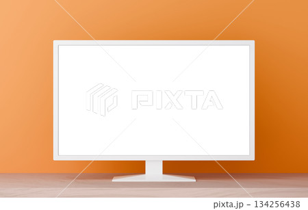 3D素材_テレビ_オレンジ背景 3D素材_テレビ_オレンジ背景 134256438