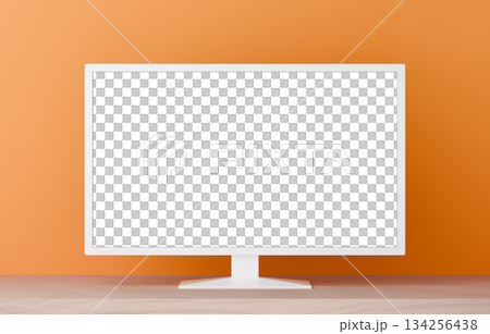 3D素材_テレビ_オレンジ背景 3D素材_テレビ_オレンジ背景 134256438