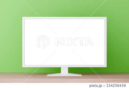 3D素材_テレビ_緑背景 134256439