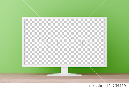 3D素材_テレビ_緑背景 134256439