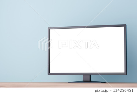 3D素材_テレビ_水色背景 3D素材_テレビ_水色背景 134256451