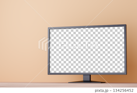 3D材質_電視_橘色背景 134256452