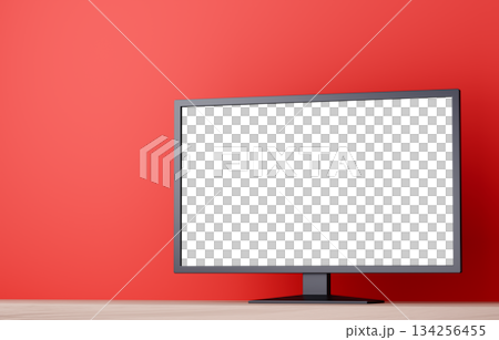 3D素材_テレビ_赤背景 134256455