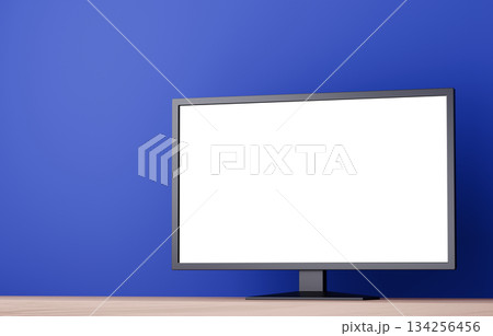 3D素材_テレビ_青背景 134256456