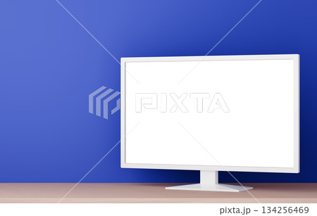 3D素材_テレビ_青背景 3D素材_テレビ_青背景 134256469