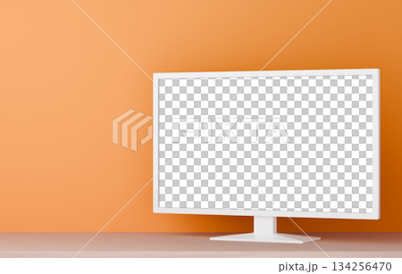 3D素材_テレビ_オレンジ背景 134256470