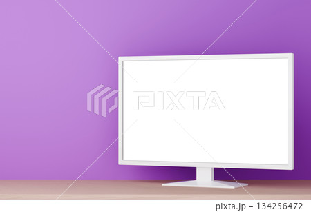 3D素材_テレビ_紫背景 3D素材_テレビ_紫背景 134256472