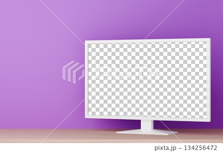 3D素材_テレビ_紫背景 3D素材_テレビ_紫背景 134256472