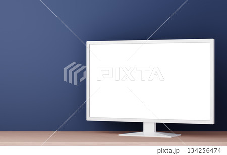 3D素材_テレビ_紺背景 3D素材_テレビ_紺背景 134256474