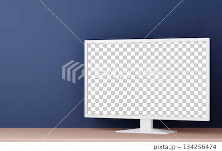 3D素材_テレビ_紺背景 3D素材_テレビ_紺背景 134256474