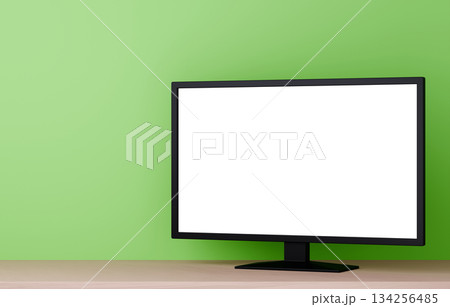 3D素材_テレビ_緑背景 3D素材_テレビ_緑背景 134256485