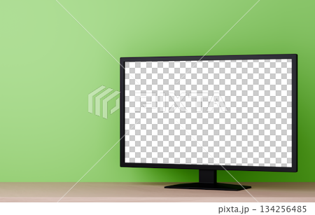 3D素材_テレビ_緑背景 3D素材_テレビ_緑背景 134256485