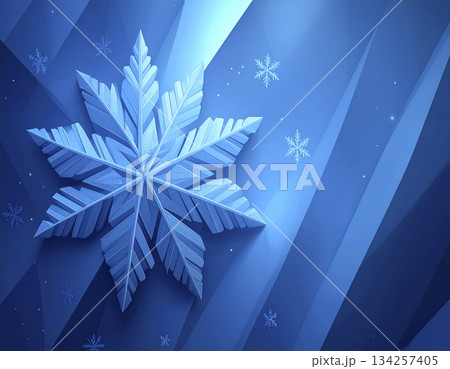 シャープな雪の結晶の抽象背景｜クールな冬のデザイン素材 134257405