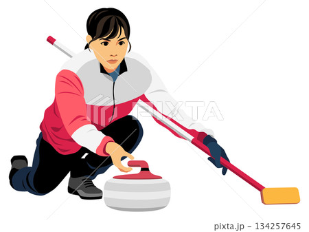 女子カーリング選手 134257645