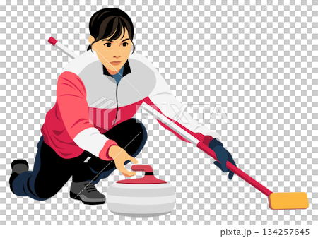 女子カーリング選手 134257645
