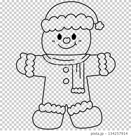 Cute Christmas Cookie Baking Cartoon - Outline 134257914