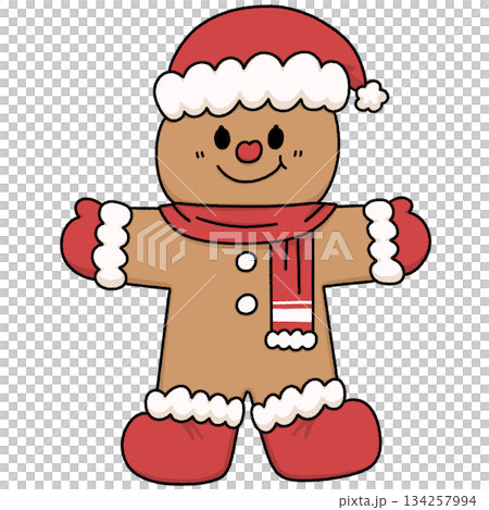 Cute Christmas Cookie Baking Cartoon - Line Color 134257994