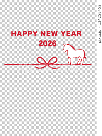 2026年新年賀卡水引和馬插圖模板 134259458