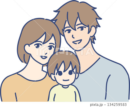 若い夫婦と幼児の家族 134259583