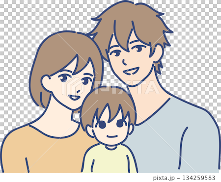 若い夫婦と幼児の家族 134259583