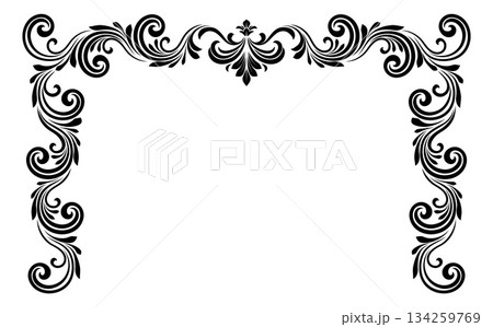 Filigree Heraldic Crest Motif Floral Pattern Frame 134259769