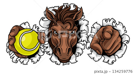 Horse Mustang Stallion Tennis Sports Team Mascot Horse Mustang Stallion Tennis Sports Team Mascot 134259776