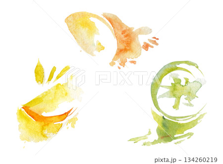 Yellow-green watercolor blots, citrus juice forms with soft edges and layered circular rhythm. Isolated watercolor illustration. Fresh eco themes, healthy food branding, or clean natural backgrounds. Yellow-green watercolor blots, citrus juice forms with soft edges and layered circular rhythm. Isolated watercolor illustration. Fresh eco themes, healthy food branding, or clean natural backgrounds. 134260219