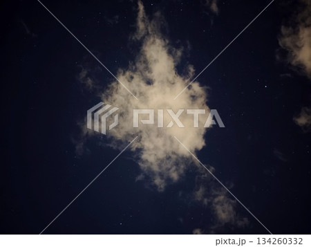 serene midnight scene featuring drifting cloud illuminated softly in peaceful night setting 134260332