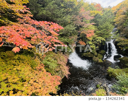 紅葉に包まれた竜頭ノ滝・Ryuzu  lake surrounded by fall foliage 134262341