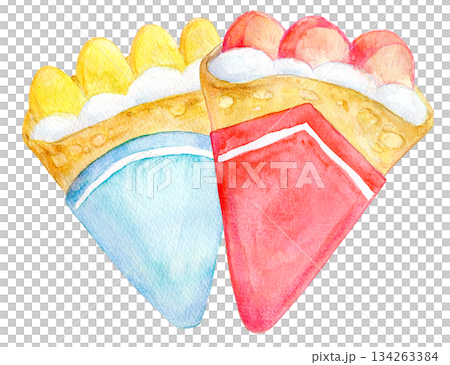 Watercolor illustration, hand-drawn illustration, crepe shop 134263384