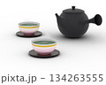湯気の立つ湯のみと急須｜和風3Dイラスト素材（透過） 134263555