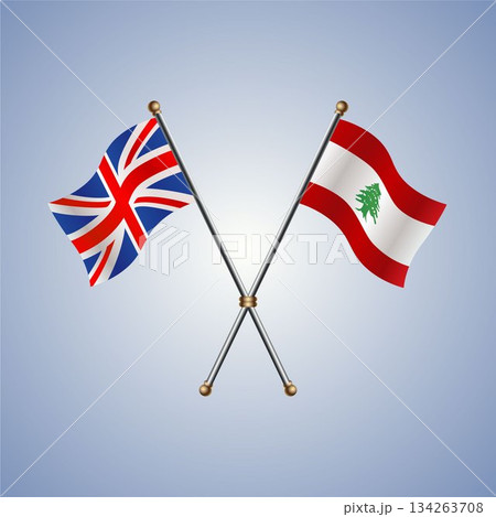 United Kingdom and Lebanon flag. Vector Illustration United Kingdom and Lebanon flag. Vector Illustration 134263708
