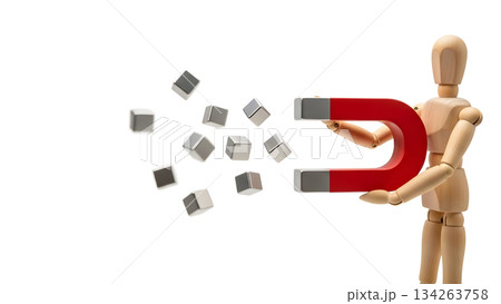 磁石で顧客やリードを引き寄せるデッサン人形 134263758