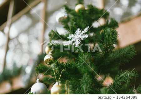 Close up of a hanging Chistmas tree Close up of a hanging Chistmas tree 134264099