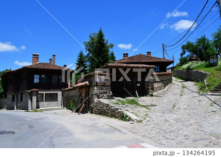 ブルガリア、コプリフシティツァ、ヨーロッパの美しい村30選、民家、石畳、石塀、街角風景 134264195