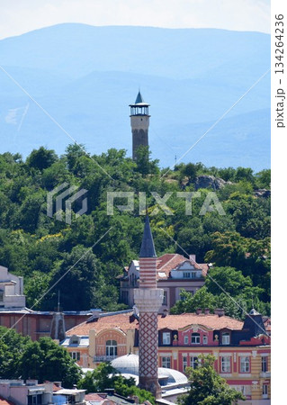 ブルガリア、プロヴディフ、ネベット・テペの遺跡、トラキア人の要塞跡、時計塔遠望 134264236